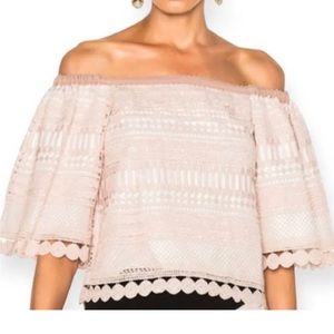 Alexis light pink lace off the shoulder top